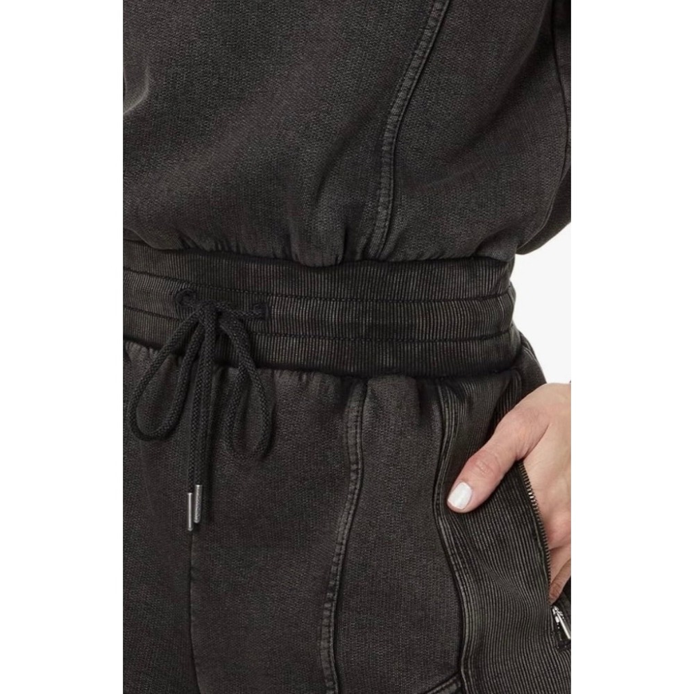 NWT $128 Free People Black Washed V Neck Drawstring Romper Jumpsuit Size L - Picture 9 of 10